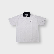 Load image into Gallery viewer, Nike polo shirt in grey with a contrasting black collar and embroidered chest swoosh logo
