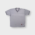 Nike Team T-Shirt in grey with black V-neck collar and center swoosh logo