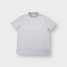 Lade das Bild in den Galerie-Viewer, Nike polo shirt in grey and white stripes with embroidered swoosh logo on the sleeve
