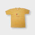 Nike T-Shirt in yellow with colourful embroidered logo and Beaverton Oregon text