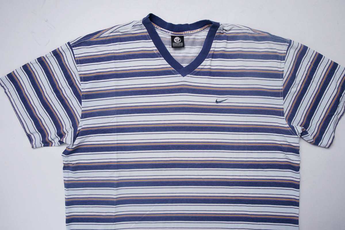 Vintage 90er Nike Gestreiftes T-Shirt | XL