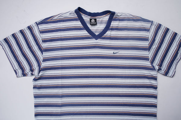 Vintage 90er Nike Gestreiftes T-Shirt | XL