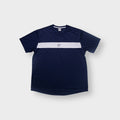 Nike T-Shirt in navy and white featuring a central crest logo on a chest stripe.