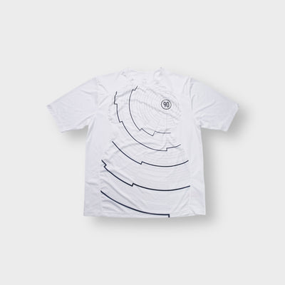 Nike T-Shirt in white featuring a circular Total 90 graphic design on the chest