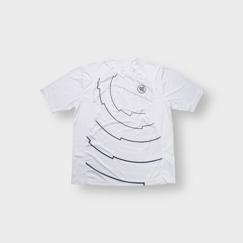 Nike T-Shirt in white featuring a circular Total 90 graphic design on the chest