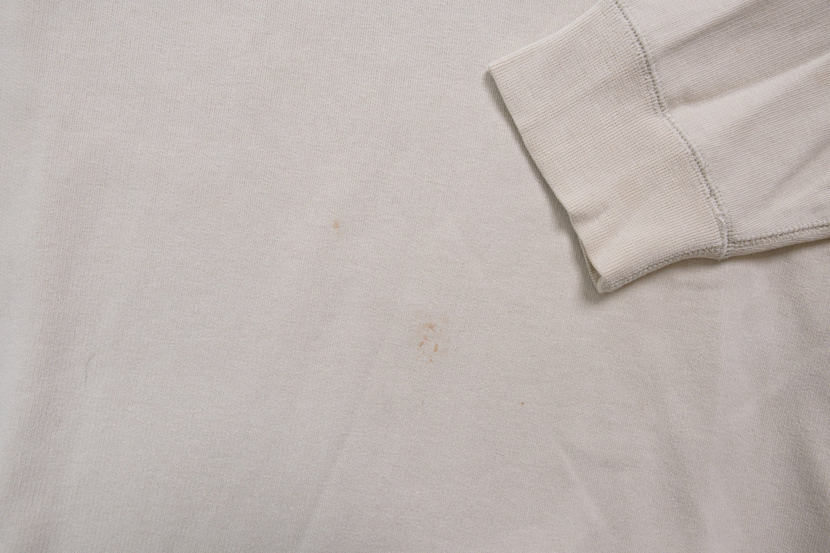 Nike crewneck sweater in beige featuring a small black embroidered Swoosh logo on the chest, detail 2
