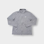 Grey Nike full-zip jacket featuring an embroidered white logo on the chest.