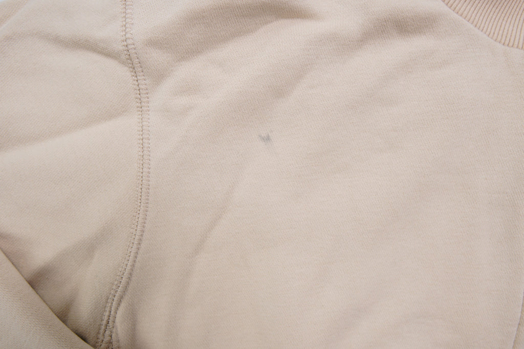 Nike zip jacket in beige featuring a small navy embroidered swoosh on the chest, detail 2