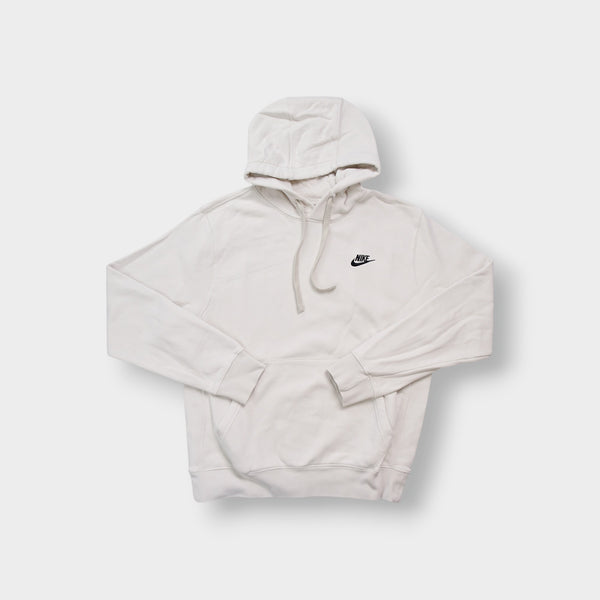 Nike off-white hoodie sweater featuring a black embroidered logo on the chest