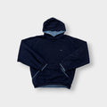 Nike hoodie sweater in navy with light blue hood lining and small embroidered Swoosh
