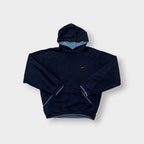 Nike hoodie sweater in navy with light blue hood lining and small embroidered Swoosh