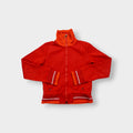 Nike track jacket in red and orange featuring a ring zipper pull and ribbed collar