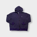 Nike zip jacket in purple and grey stripes featuring an embroidered white Swoosh logo