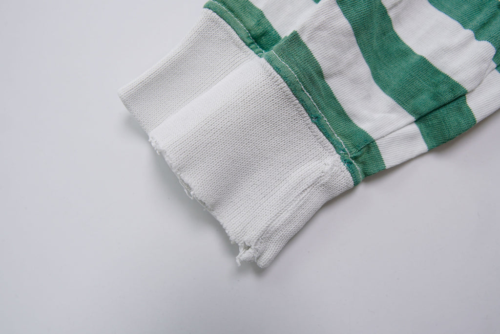Nike green and white striped hooded sweater with a red rugby print on the chest, detail 4