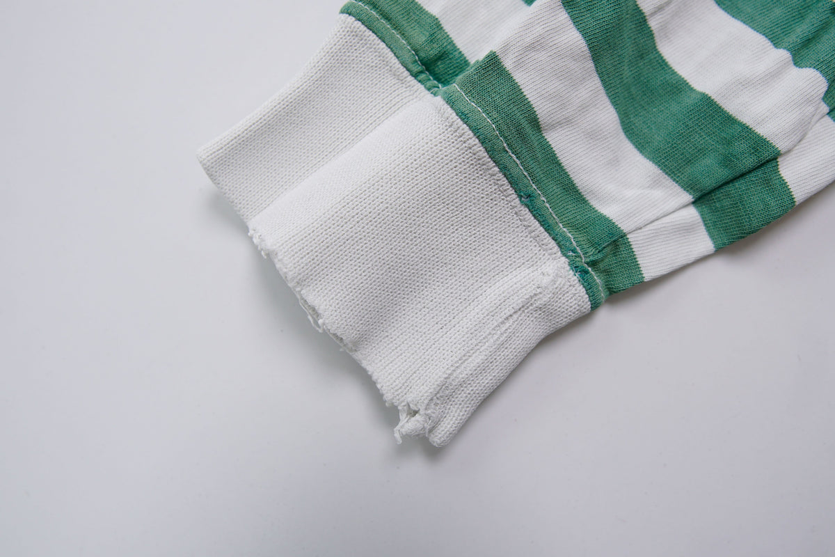 Nike green and white striped hooded sweater with a red rugby print on the chest, detail 4