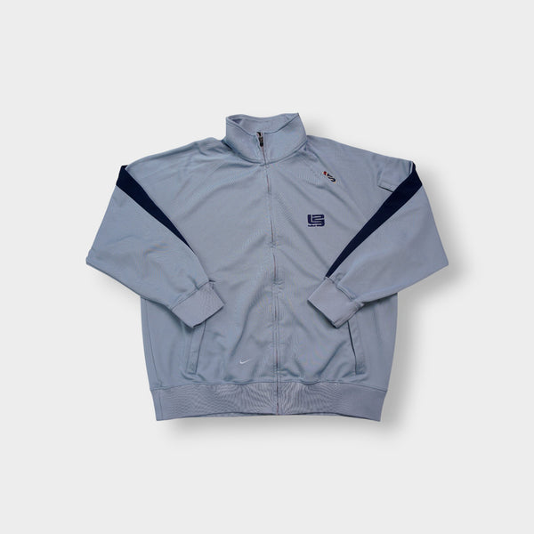 Nike track jacket in grey and navy with embroidered LeBron James LJ23 chest logo