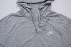 Nike zip hoodie in heather grey with white embroidered logo on chest, detail