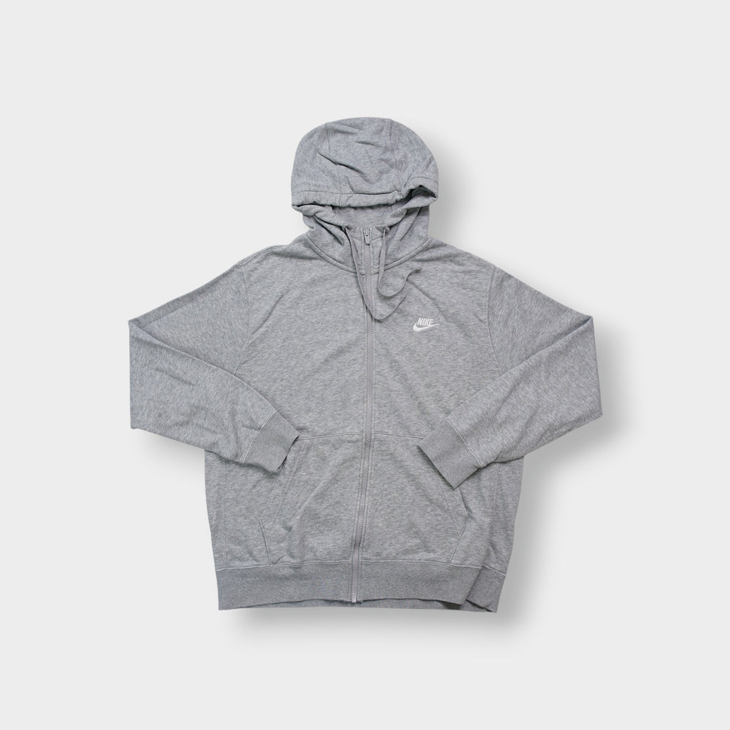 Nike zip hoodie in heather grey with white embroidered logo on chest