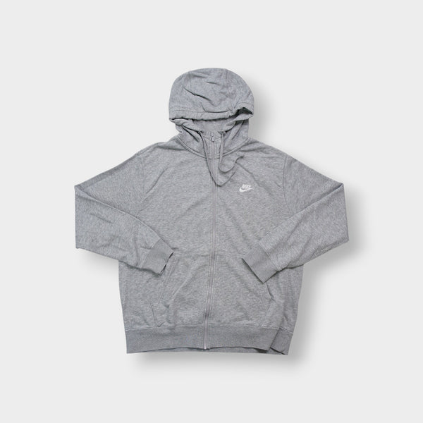 Nike zip hoodie in heather grey with white embroidered logo on chest