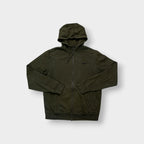 Green Nike zip hoodie jacket with a small black embroidered Swoosh on chest.