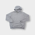 Nike grey hoodie sweater featuring a small white embroidered Swoosh logo on the chest