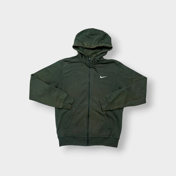 Nike sweater in green featuring an embroidered white Swoosh logo on the chest.