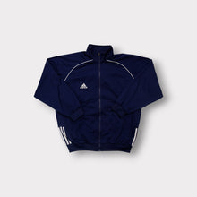 Lade das Bild in den Galerie-Viewer, Adidas track jacket in navy with white piping and an embroidered white chest logo