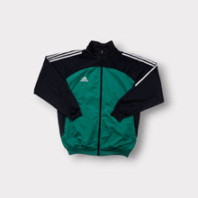 Lade das Bild in den Galerie-Viewer, Adidas track jacket in black and green featuring an embroidered white chest logo