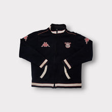 Load image into Gallery viewer, Black Kappa track jacket with pink logo embroidery and striped high collar